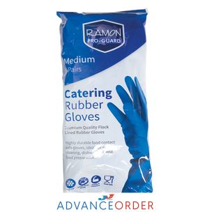 Food Safe Blue Rubber Gloves Medium-1x6pairs