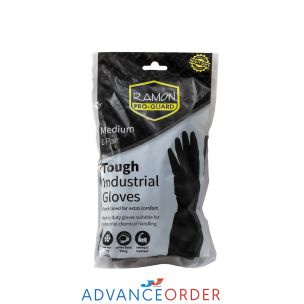 Heavy Duty Black Rubber Gloves Medium 1x1