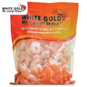 White Gold Mr. Chingri IQF C&P Prawns 100-200, 350g net 20x500g