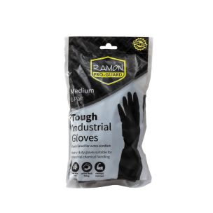Heavy Duty Black Rubber Gloves Medium 1x1